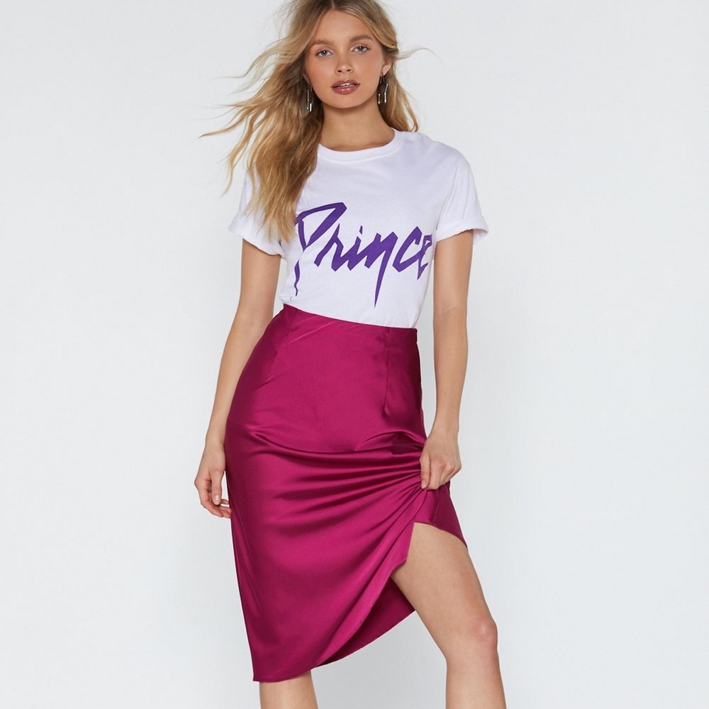 Satin midi skirt